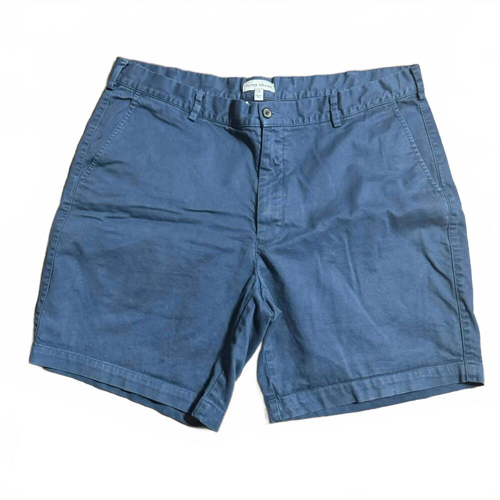 Peter Millar Mens Size 38 Navy Blue Chino Shorts Preppy Beach Golf
